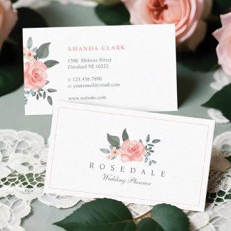 Chic Blush Pink Watercolor Floral Rose & Greenery