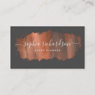 Chic Brush Stroke | Faux Rose Gold on Grey