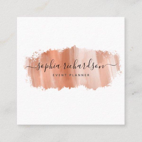Chic Brush Stroke | Faux Rose Gold on White Square