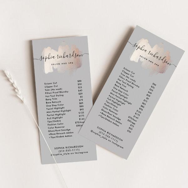 Chic Brush Stroke | Salon Price List Services Rack Card