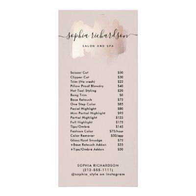 Chic Brush Stroke | Two Sided Salon Price List Rack Card