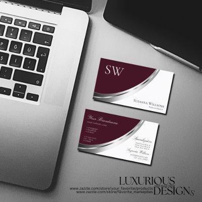 Chic Burgundy and White Silver Decor with Monogram