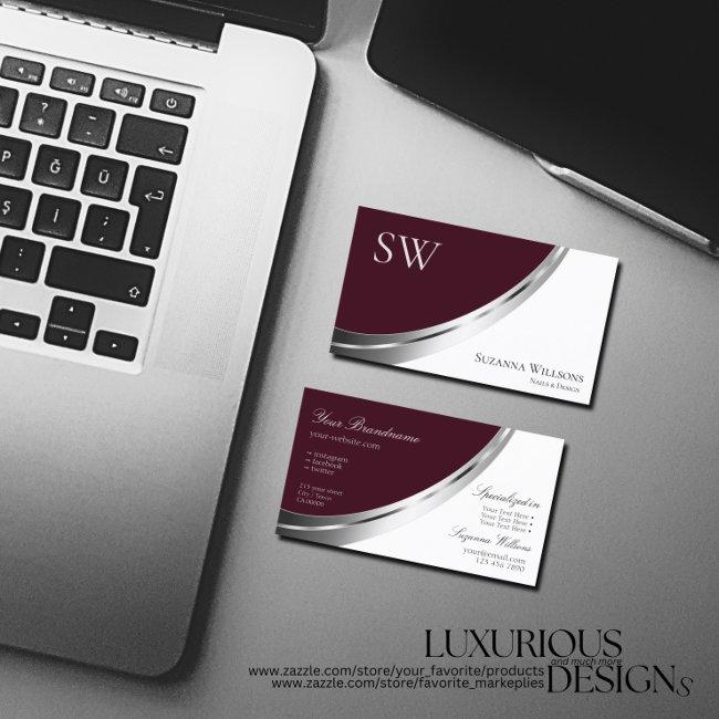 Chic Burgundy and White Silver Decor with Monogram