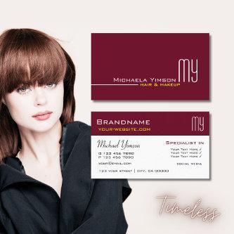 Chic Burgundy and White with Initials Professional