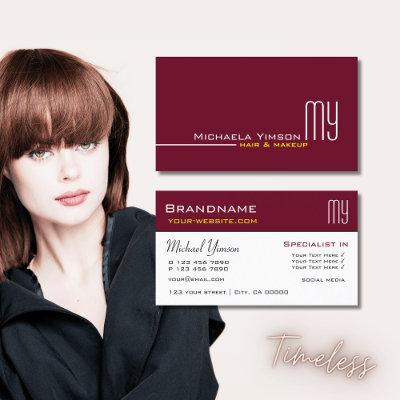 Chic Burgundy and White with Initials Professional