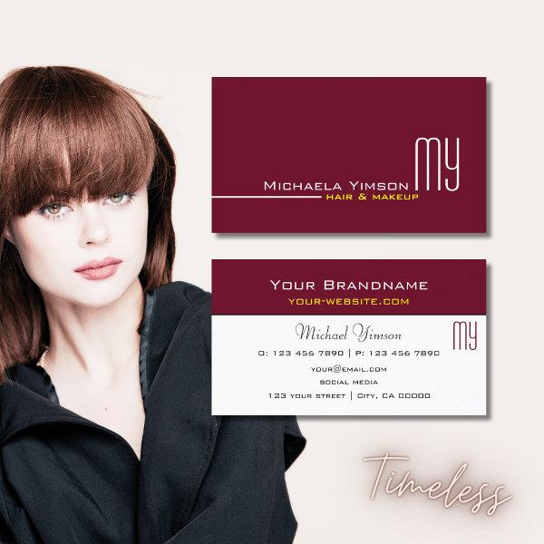 Chic Burgundy and White with Monogram Professional