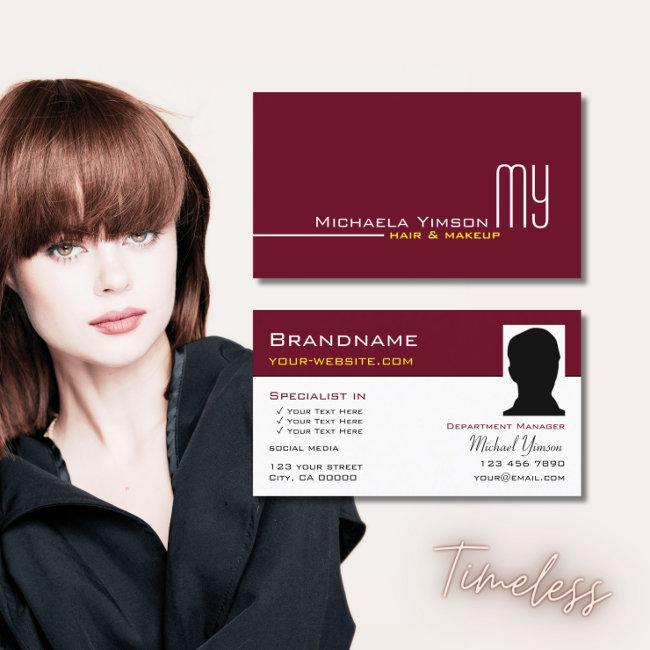 Chic Burgundy White Simple with Monogram and Photo
