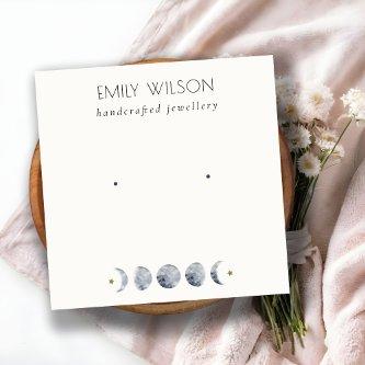 Chic Celestial Moon Watercolor Earring Display Square