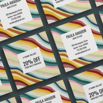 Chic Colorful Curvy Waves Handmade  Discount Card