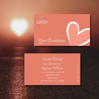 Chic Coral with Gorgeous Pink Heart and Logo Cute