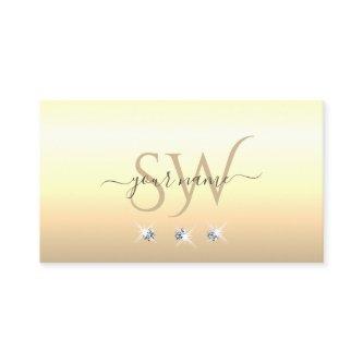 Chic Cream Beige Ombre Sparkling Diamonds Initials