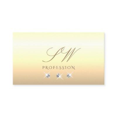 Chic Cream Beige Ombre Sparkling Diamonds Monogram