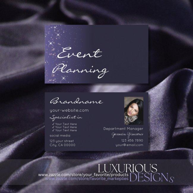 Chic Dark Blue Sparkling Glitter Stars with Photo