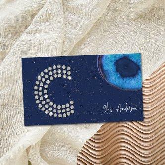 Chic Diamond Blue Agate Initial C Letter Monogram