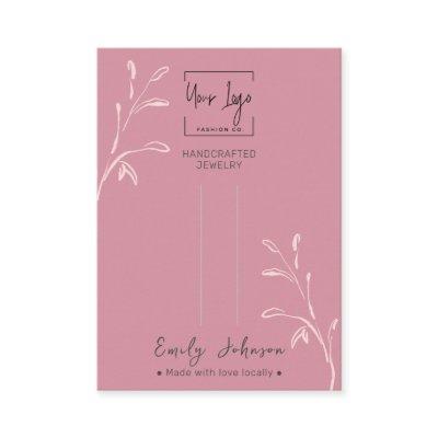 Chic Dusky Pink Leaf Jewelry Hairclip Display Card