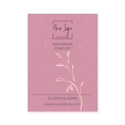 Chic Dusky Pink Leaf QR Jewelry Display Card