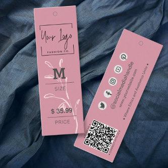 Chic Dusky Pink Leaf Social QR Clothing Price Tags