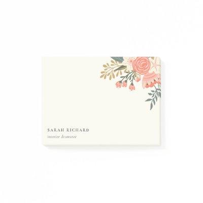 Chic Elegant Orange Blush Green Ambrosia Floral Post-it Notes