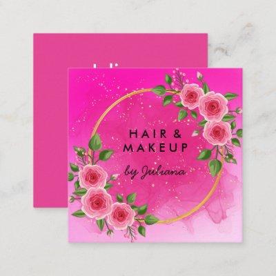 Chic Elegant Rose Frame Floral Blush Pink Business Square