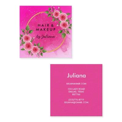 Chic Elegant Rose Frame Floral Blush Pink Business Square