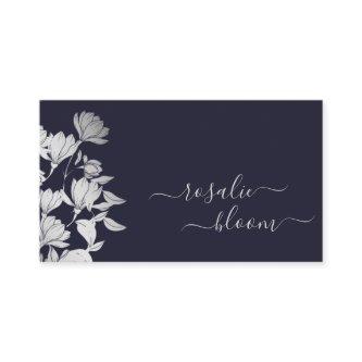 Chic Elegant Simple Floral Pattern Dark Navy Blue