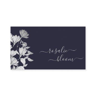 Chic Elegant Simple Floral Pattern Dark Navy Blue