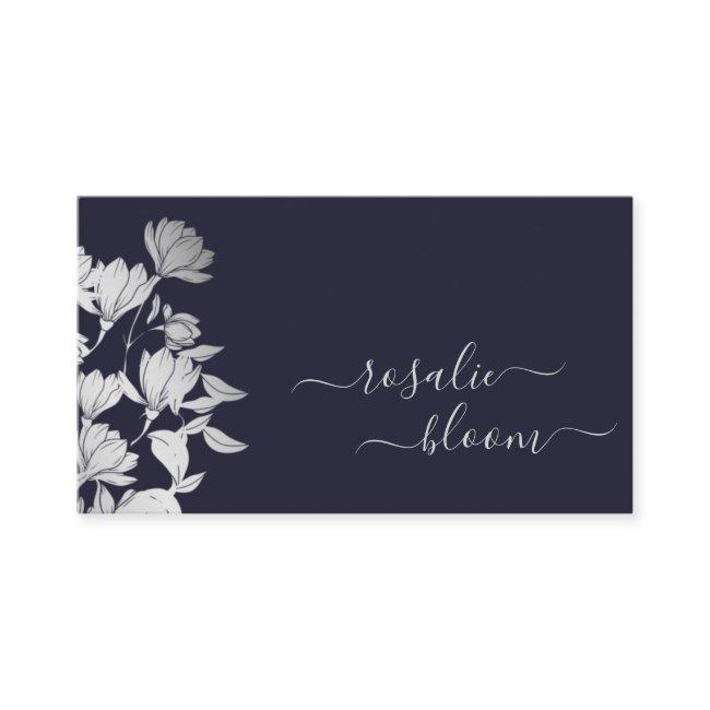Chic Elegant Simple Floral Pattern Dark Navy Blue