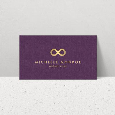 Chic Faux Gold Infinity Symbol on Purple Linen