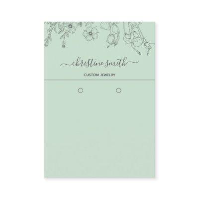 Chic Floral Light Teal Botanical Earring Card