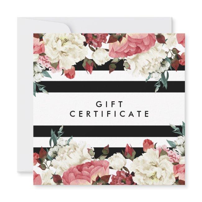 Chic Flowers and Stripes Salon Gift Certificate