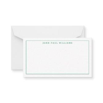 Chic Forest Green Professional Formal Thin Border Note Card