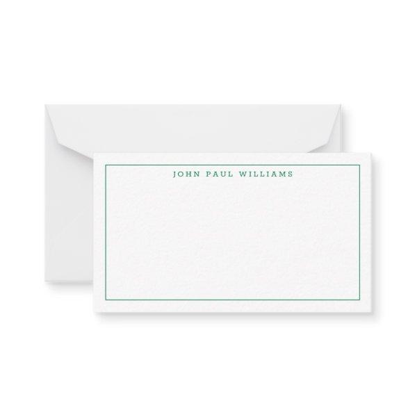 Chic Forest Green Professional Formal Thin Border Note Card