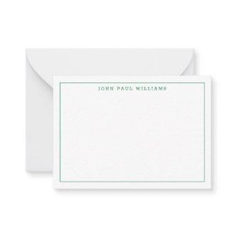 Chic Forest Green Professional Simple Thin Border Note Card