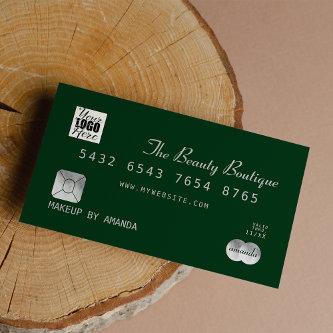 Chic Forest Green Silver Luxury Credit Card Logo