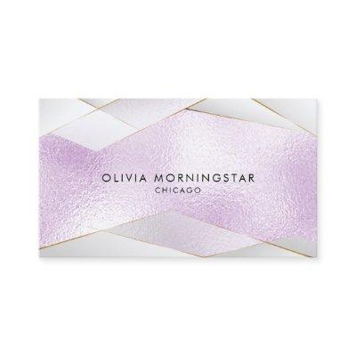 Chic Frosted Lilac Glass Gold White Facets