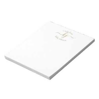 Chic Girly Gold White 2 Monogram Initial  Notepad