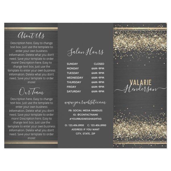Chic Glitter and Brushed Metal Trifold Brochure