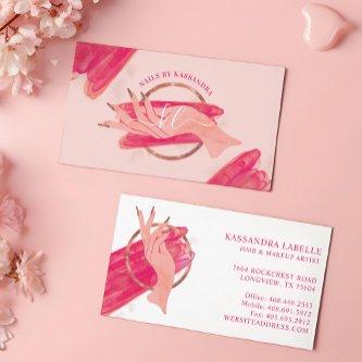 Chic Glitter Glam Nail Art Manicure Salon Monogram