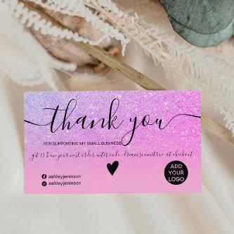 Chic glitter pink ombre purple order thank you