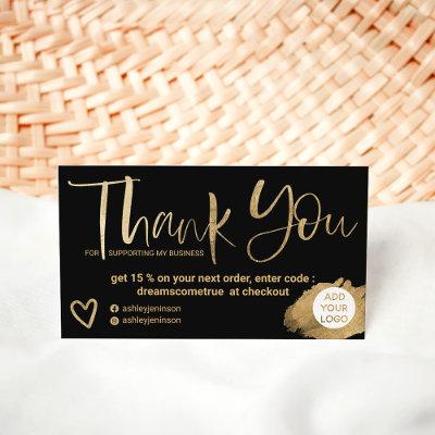 Chic gold brush font black chic order thank you
