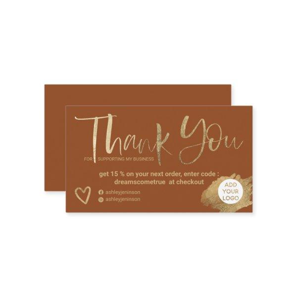 Chic gold brush font boho chic order thank you