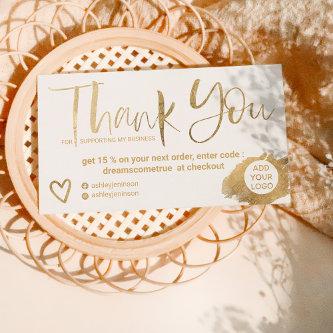 Chic gold brush font white chic order thank you