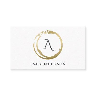 CHIC GOLD BRUSH STROKE STAIN CIRCLE LOGO MONOGRAM