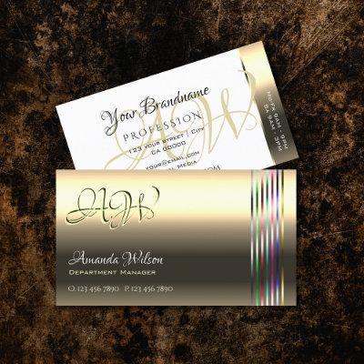 Chic Gold Colorful Stripes Monogram Opening Hours