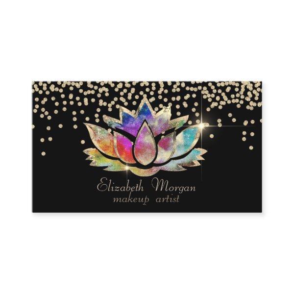 Chic Gold Diamonds Colorful Lotus Black