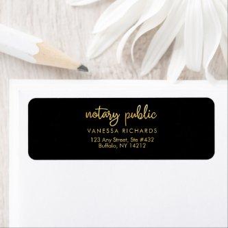 Chic Gold Feather Notary Name Modern Script  Label