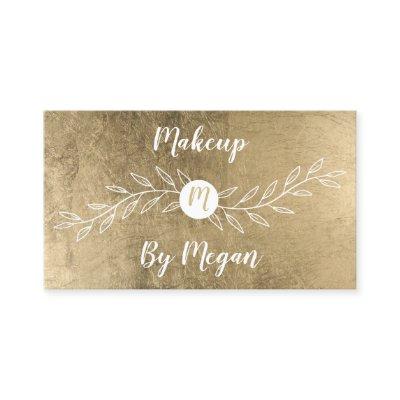 Chic gold foil leaf monogrammed makeup