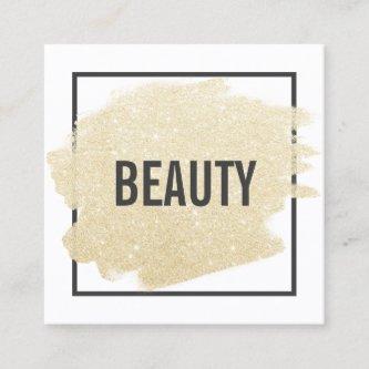 Chic gold glitter brushstroke black white beauty square