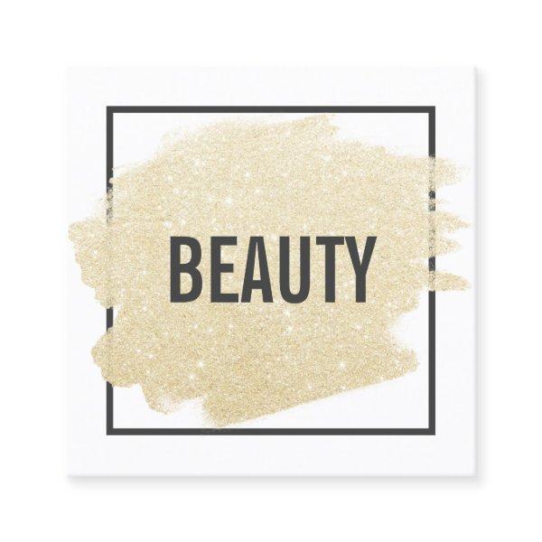 Chic gold glitter brushstroke black white beauty square