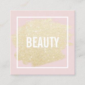 Chic gold glitter brushstroke blush pink beauty square